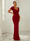 Evening Wrap Solid V-Neck Dress