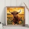 (Stamped/Counted) Hignland Cow Sunflower - 11CT Cross Stitch 40*40cm