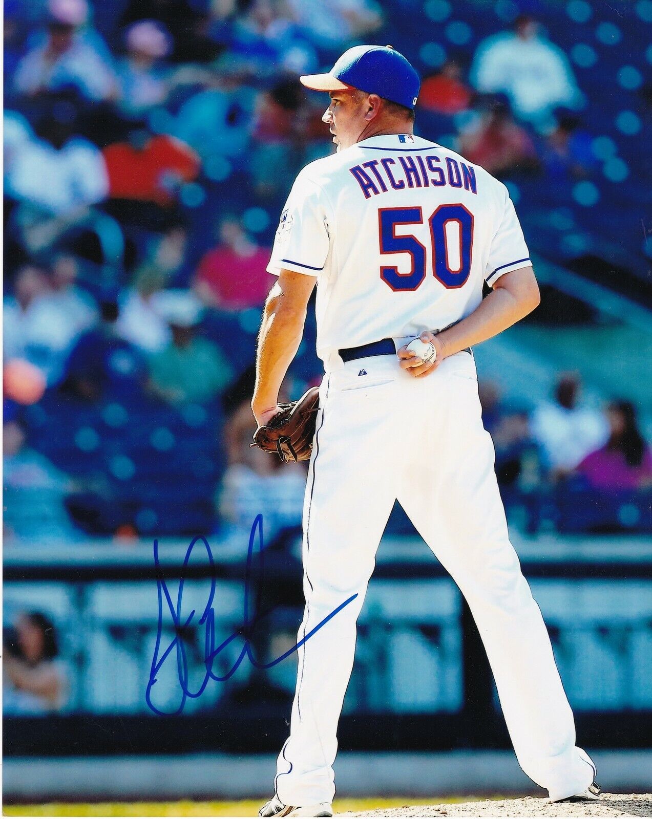 SCOTT ATCHISON NEW YORK METS ACTION SIGNED 8x10