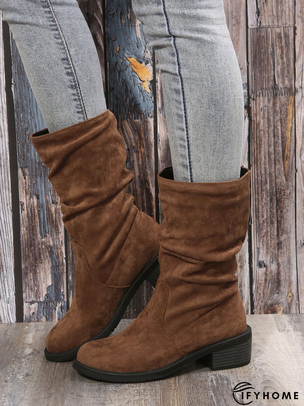 Faux Suede Slip On Slouchy Boots | IFYHOME