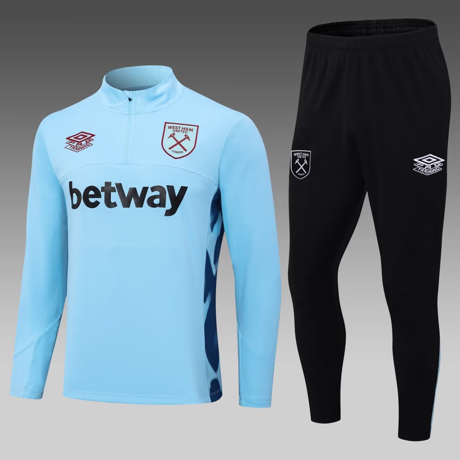 2023/2024 West Ham United Half-Pull Training Suit light blue Football Shirt 1:1 Thai Quality mysite