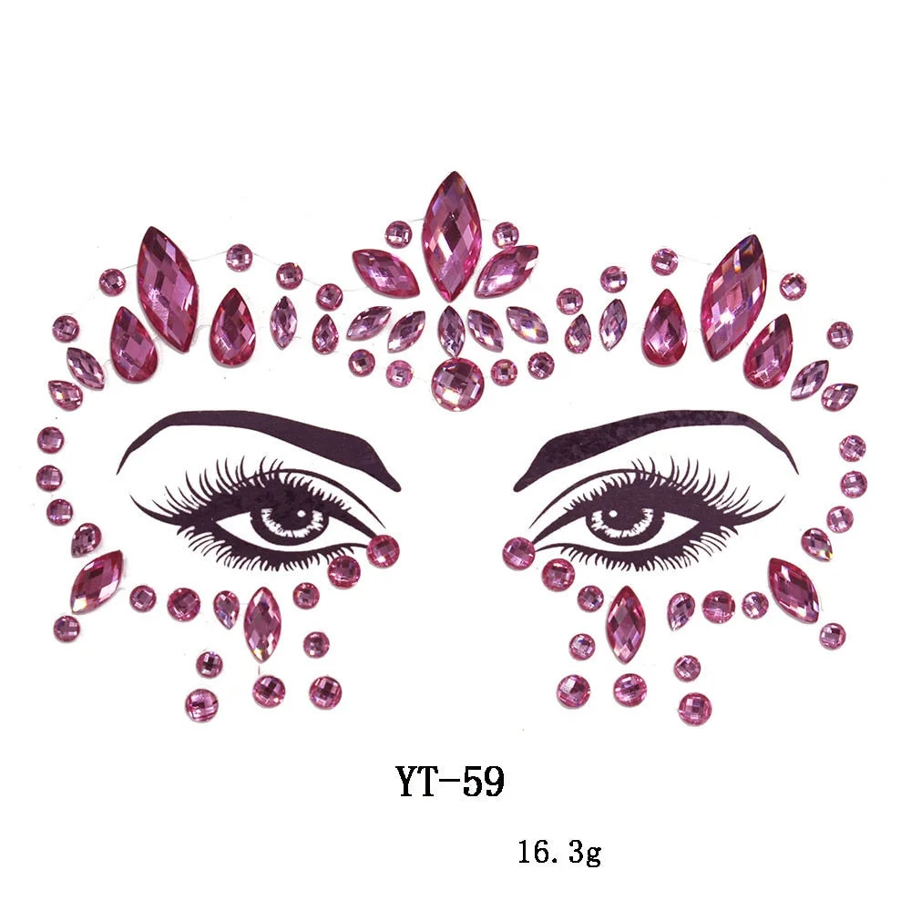 Facial Rhinestone Natural Resin Face Sticker Rhinestone Tattoo Makeup Party Christmas Party Face Decoration Makeup Stickers