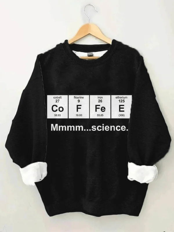 Women's Fun Science Chemical Elements Coffee Print Casual Sweatshirt