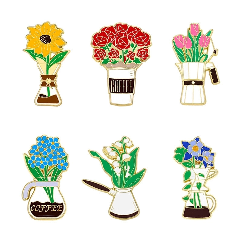 Elegant Cartoon Style Sweet Pin Sunflower Rose Flower Alloy Stamping Stoving Varnish Plating Unisex Badge Brooches Collar Pin