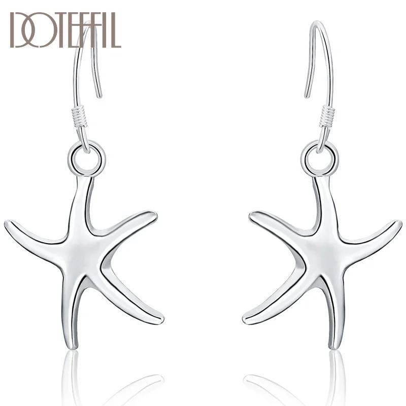 DOTEFFIL Anti-Allergic 925 Sterling Silver Starfish Earrings Woman Jewelry