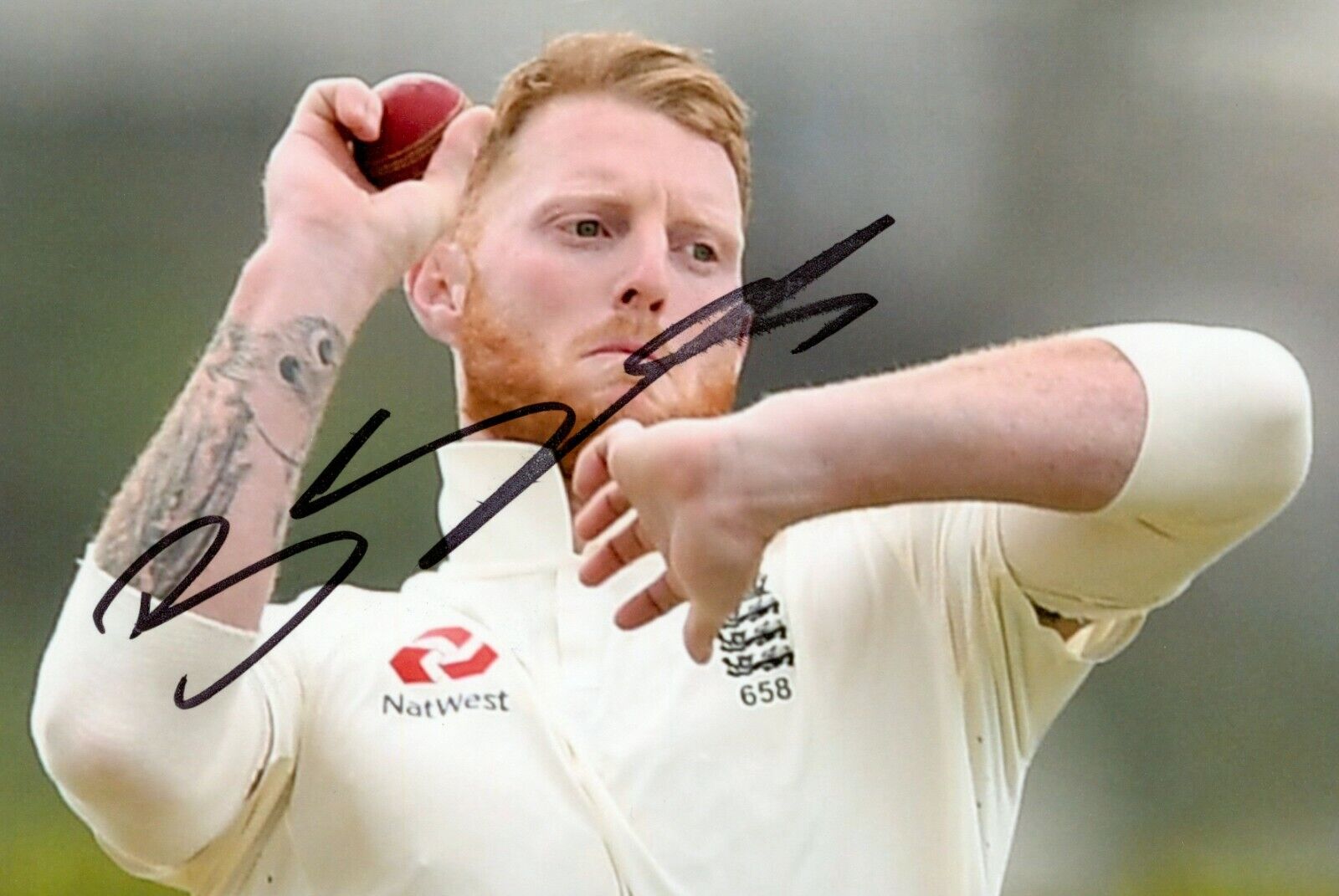 SMUDGED Ben Stokes Signed 6x4 Photo Poster painting England Cricket Ashes Durham Autograph + COA