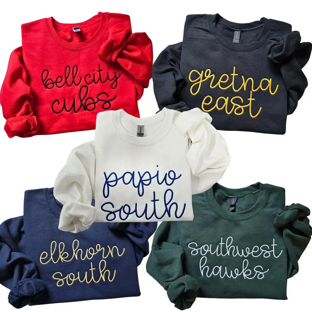 Custom Embroidered Crewneck Mascot Sweatshirt