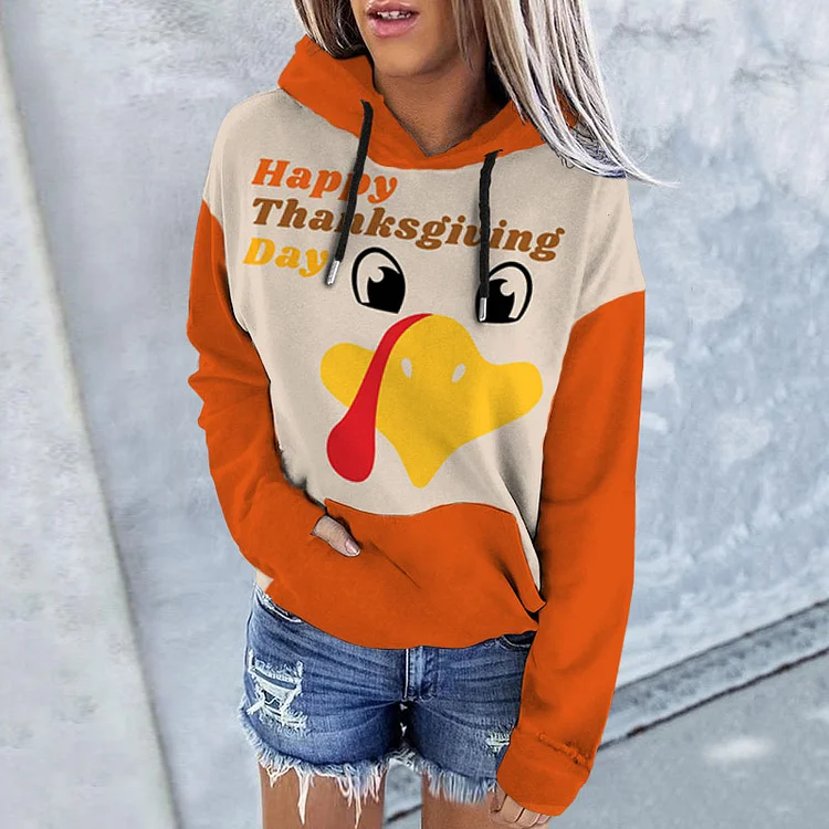 Wearshes Happy Thanksgiving Day Long Sleeve Hoodie