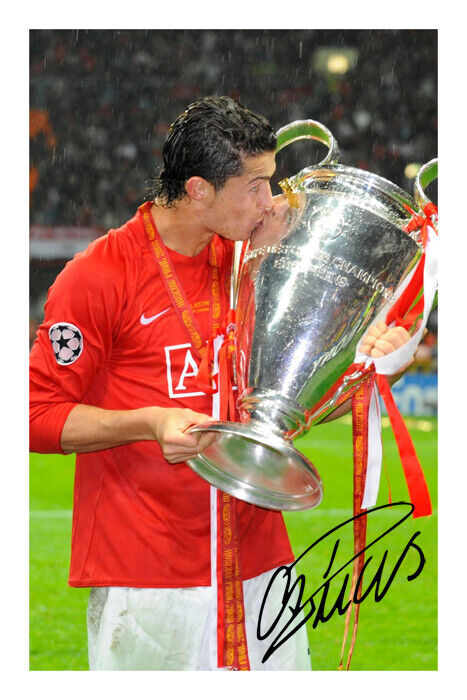 Cristiano Ronaldo Signed A4 Photo Poster painting Print Autograph Manchester United 2008 CL