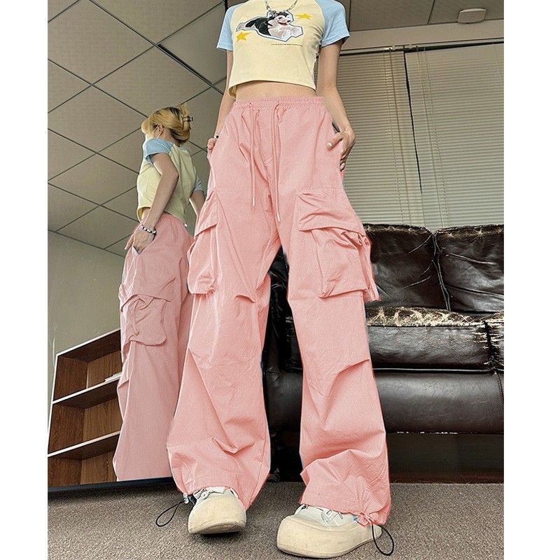 Bonusgig Women Wide-legged Pants Vintage Workwear Pants Baggy Trouser Baggy Trouser Y2k Harajuku High Waisted Streetwear Design Casual