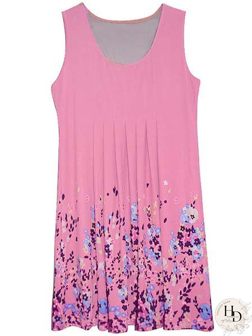 Casual Painted Sleeveless Crew Neck Casual Dresses