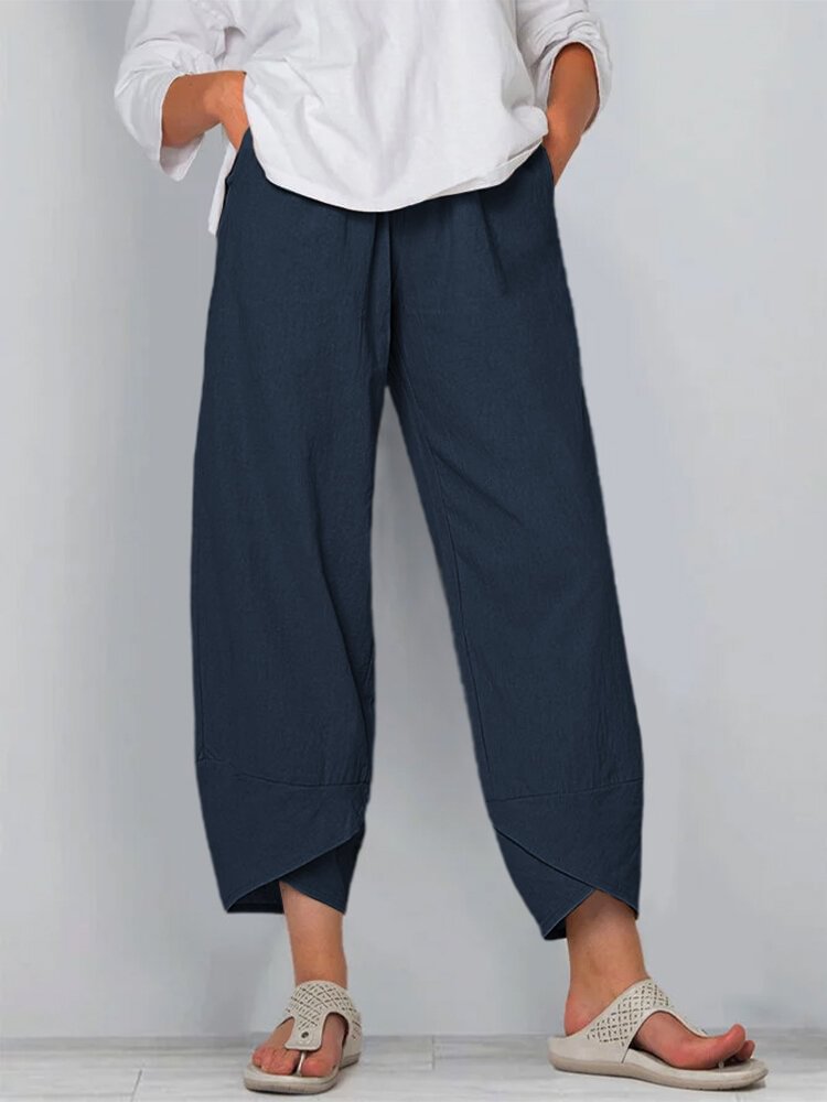 Spring Summer Casual Cotton Crop Pants For Women