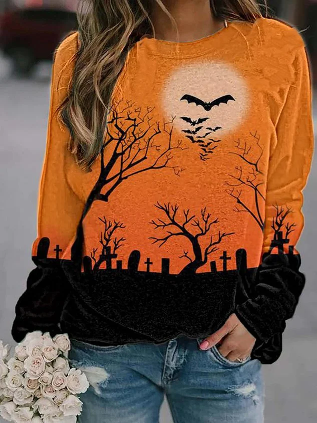 Casual Halloween print Sweatshirts