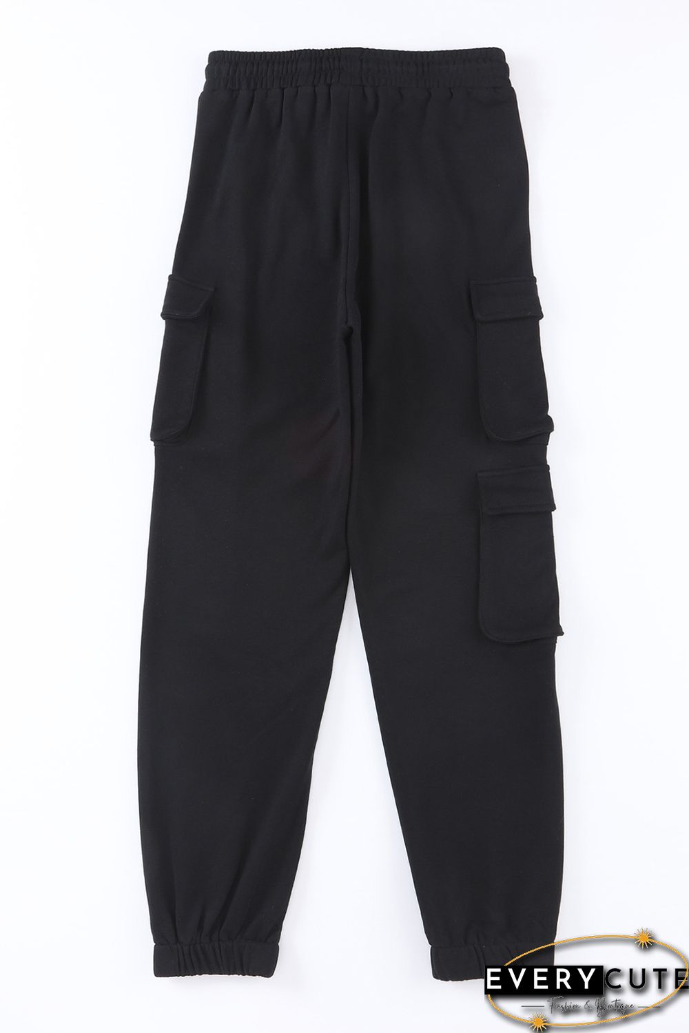 Black Drawstring Jogger Pants with Cargo Pockets
