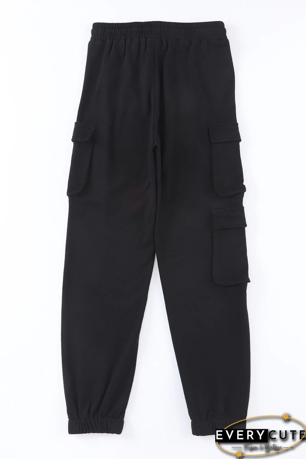 Black Drawstring Jogger Pants with Cargo Pockets