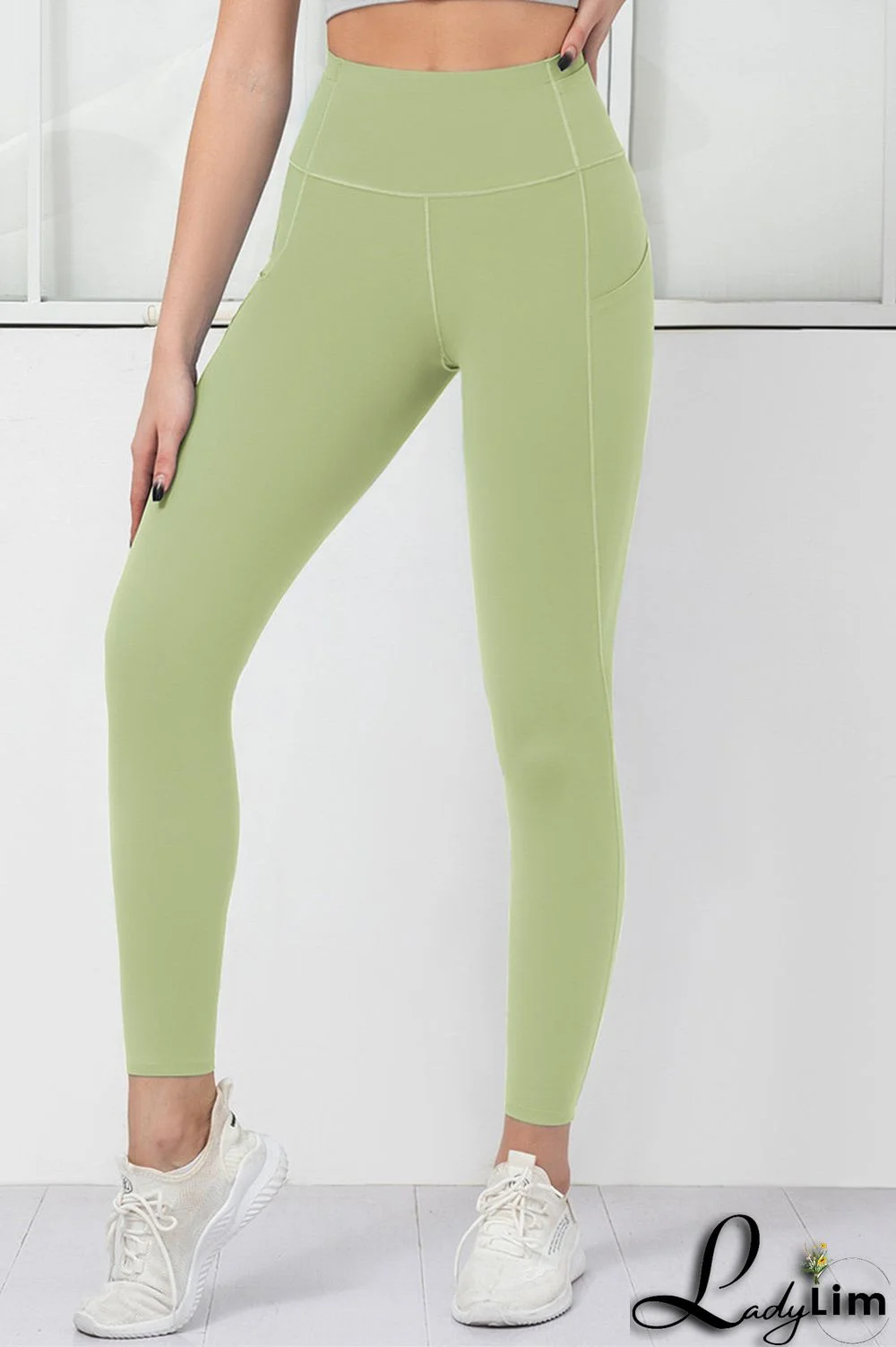 Green Casual Sportswear Solid Basic Skinny High Waist Trousers