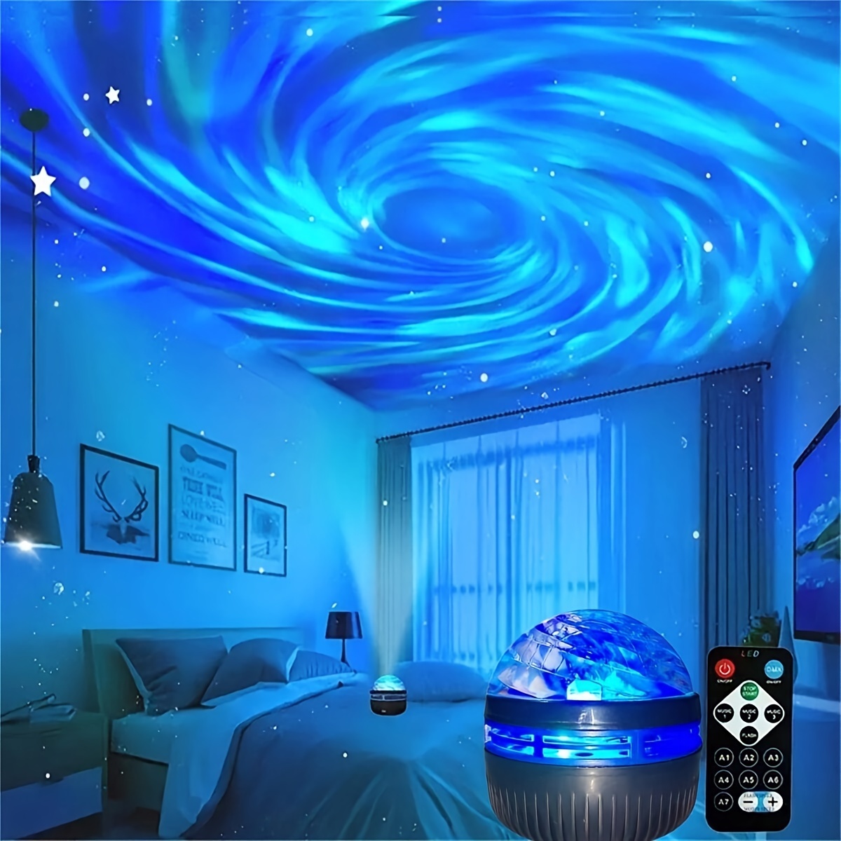 Tegooe Remote Control Galaxy Star Projector Night Light - USB Rechargeable LED Lamp for Room Decor