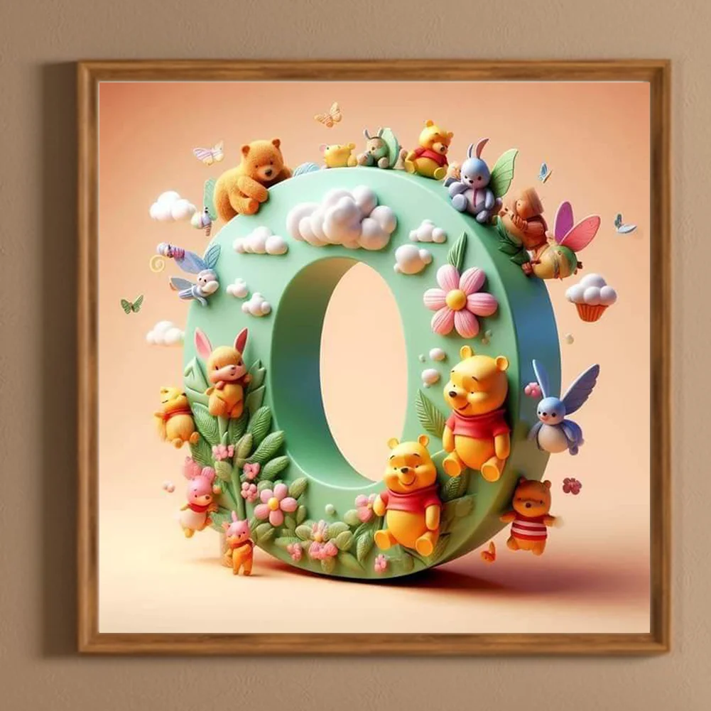 Full Round Diamond Painting 30*30cm - Winnie The Pooh'S 26 Letters O