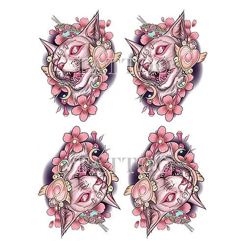 Japanese Devil Dark Sexy Pink Girl Big Size Color Arm Water Transfer Temporary Fake Tattoo Sticker For Men and Women