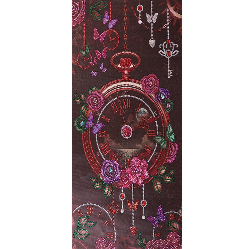 Clock Flower Butterfly - Partial Drill - Special Diamond Painting
