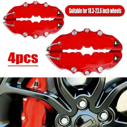 Dronehint 4x Red 3D Style Front+Rear Car Disc Brake Caliper Cover Parts Accessories (For: Acura) Parts