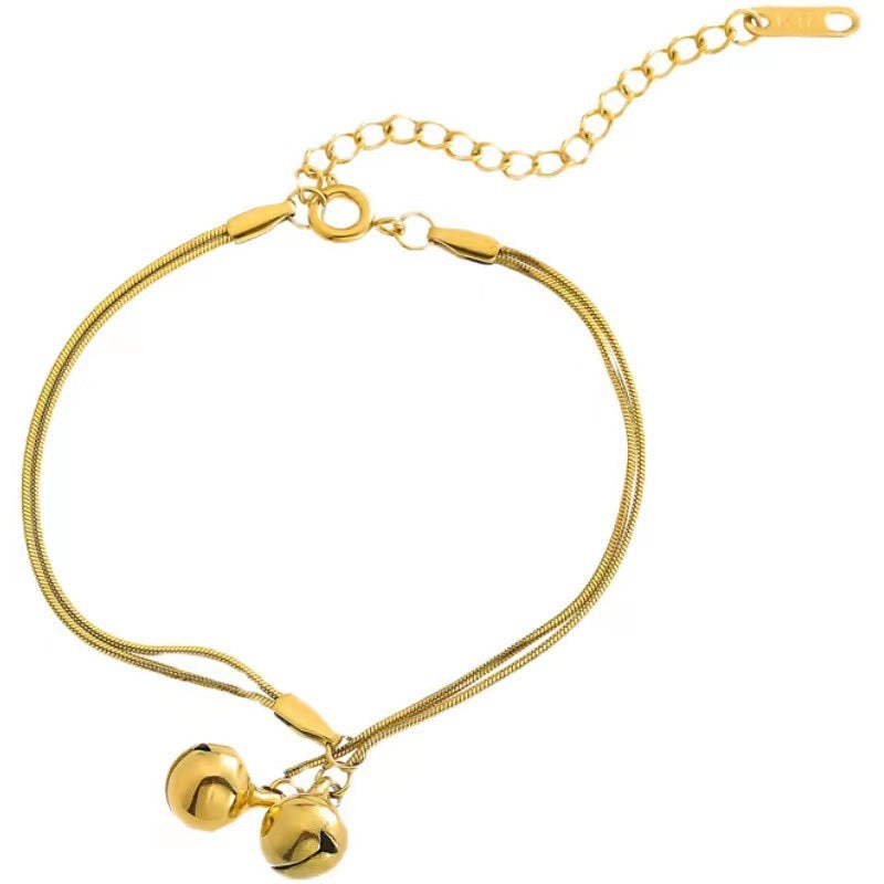 Women Round Geometric Titanium Steel 18K Gold Plated Bracelets