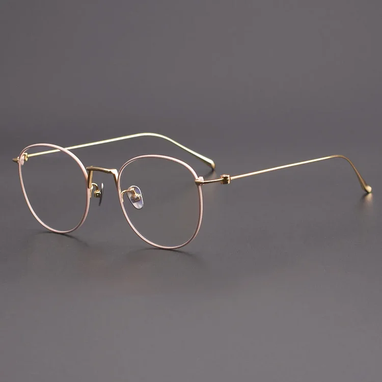 Ultra-light Dual-color Electroplated Round Eyeglass Frame Pure Titanium ...