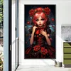 (40*70cm)Red Hair Rose Girl - Round AB Drill Diamond Painting