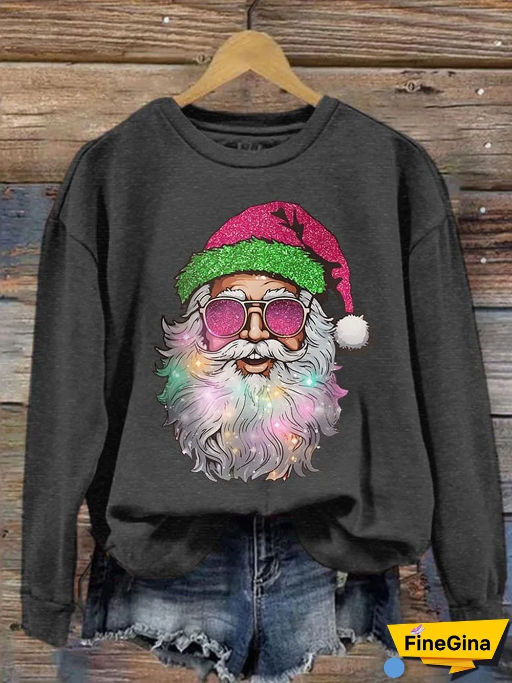 Women's Santa Print Sweatshirt