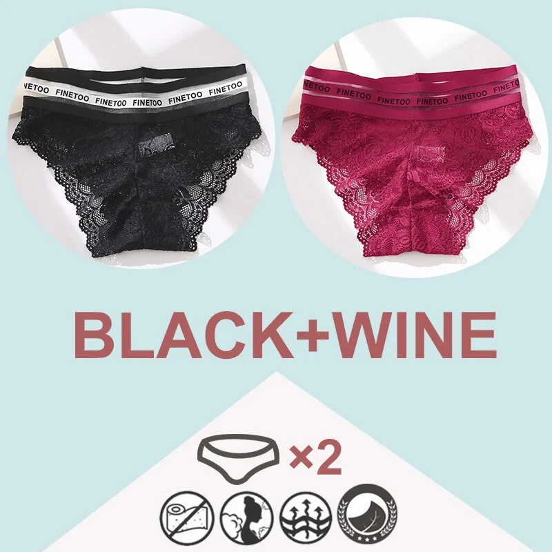 FINETOO 2PCS/Set High Waist Women Panties Sexy Lace Underwear Woman Lace Pantys Mesh Floral Lingerie Female Seamless Briefs L-XL