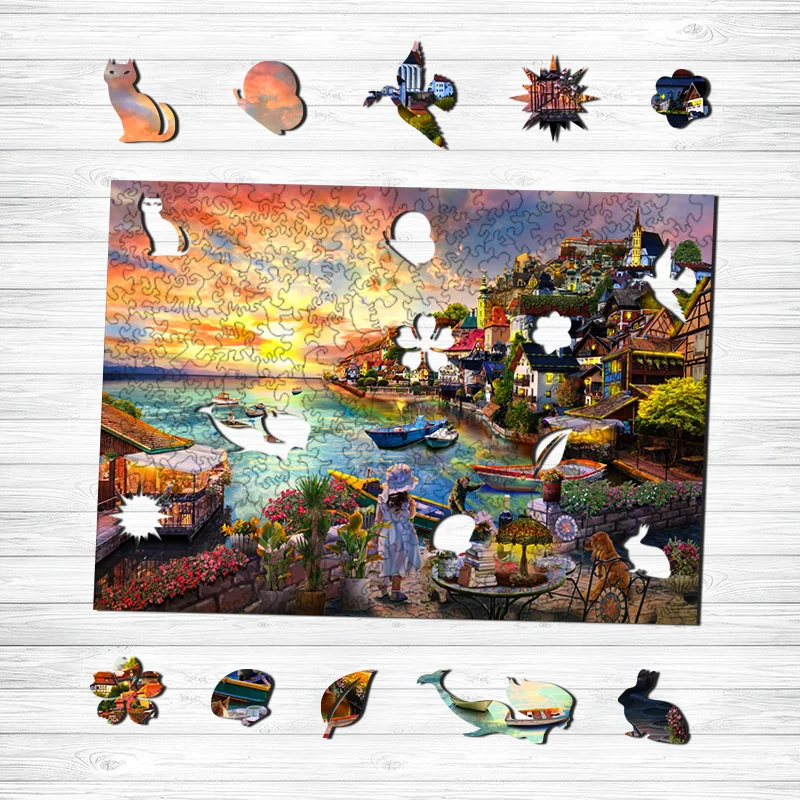 Jeffpuzzle™-JEFFPUZZLE™ Italian Sunset Wooden Puzzle