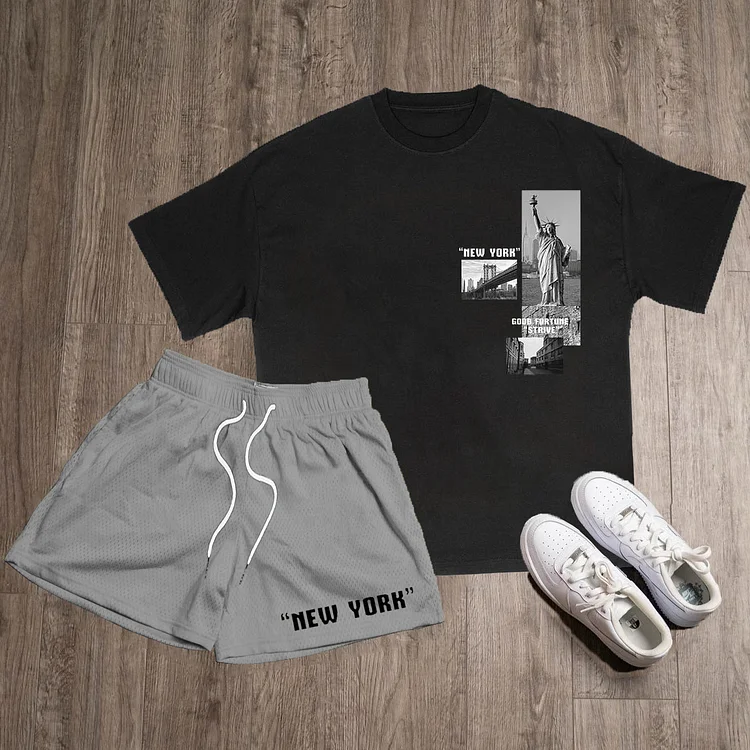 Fashion New York Print Two-Piece Set