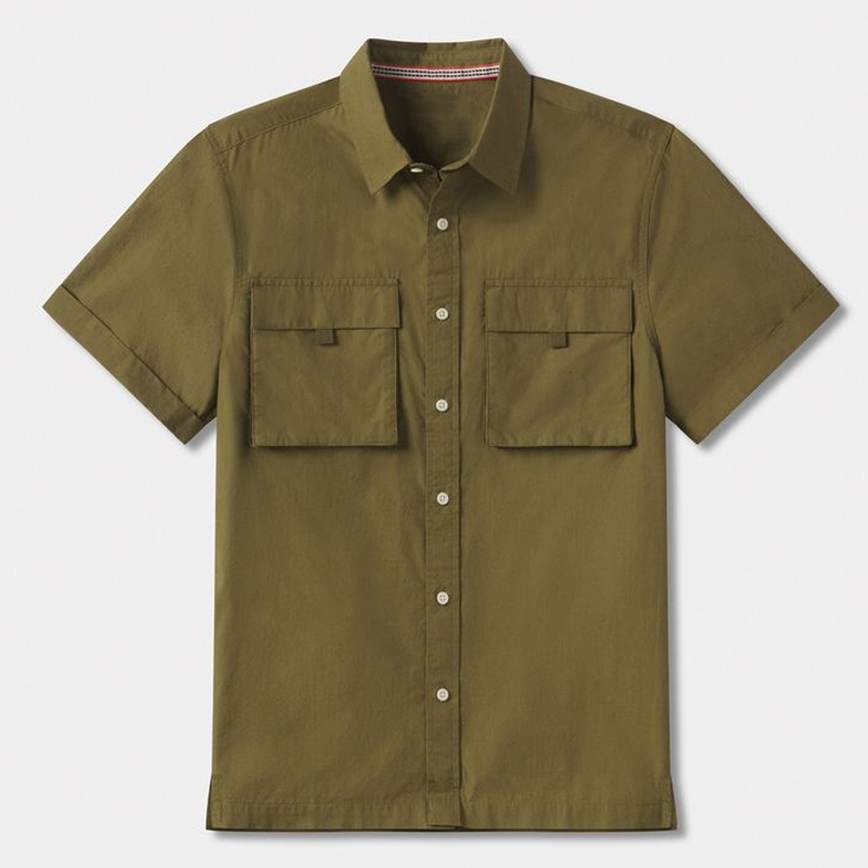 Vintage Men's Lapel Single Breasted Short Sleeve Shirt