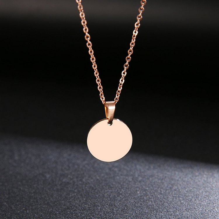 YOY-Stainless Steel Necklace Round Circle Pendant