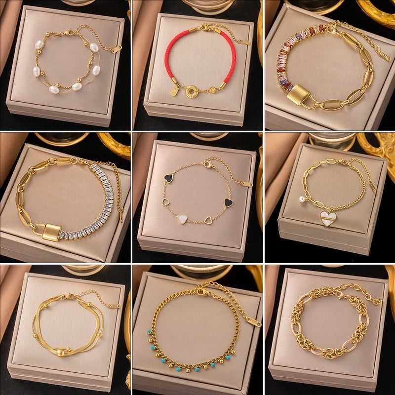 Basic Minimalist Geometric Heart Shape Titanium Steel Bracelets In Bulk