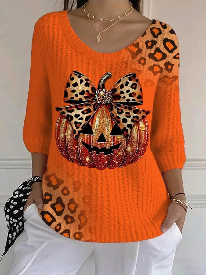Women's Casual Autumn Pumpkin Sweater 