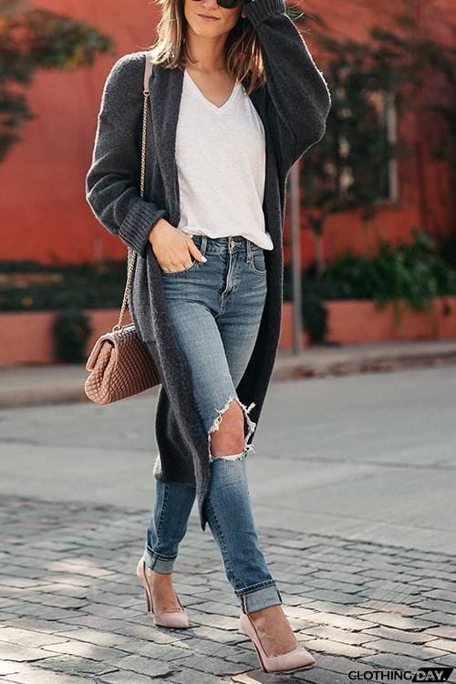 Pockets Long Sleeve Cardigan