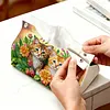 Twin Kittens Bloom DIY PULeather Diamond Painting Tissue Box for Adults Beginners Large Size Diamond Art Paper Storage Holder for Living Room Bathroom Table Decor