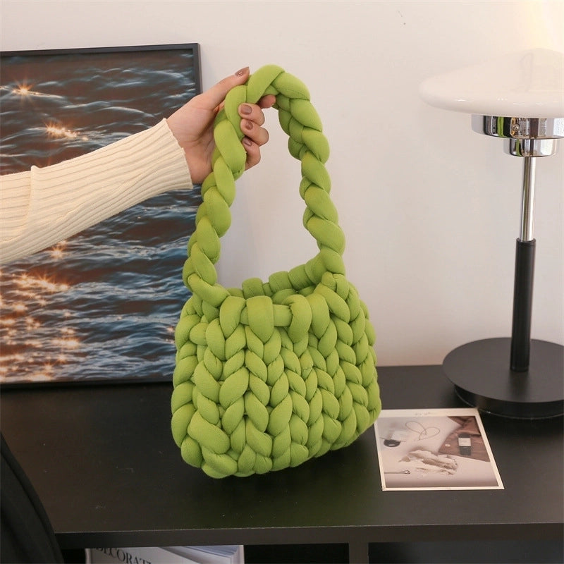 Women’s Large Cotton Solid Color Cute Basic Square Open Underarm Bag