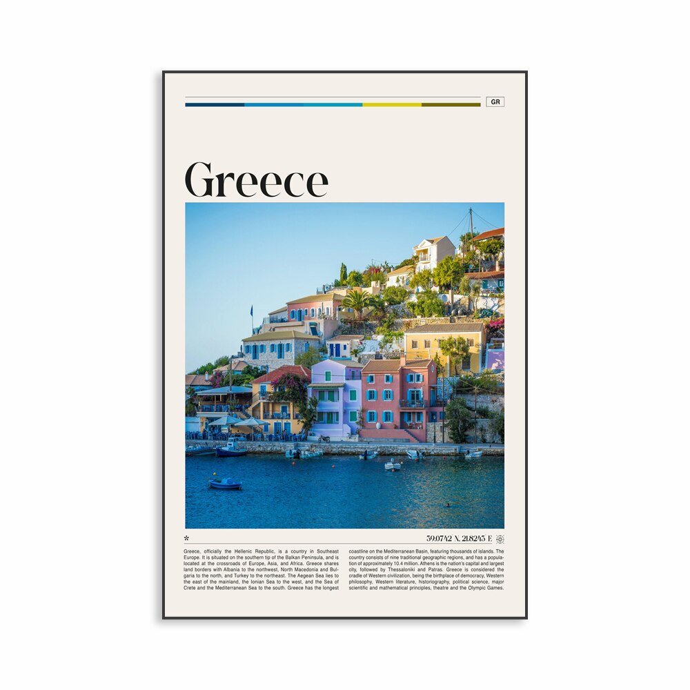 Greece Travel Poster Europe Travel Greece Prints Canvas Painting Wall Picture Home Reading Room Wall Decor Greece Wall Decor