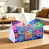 (24cm)Diamond Art Tissue Box Cover DIY PU Desktop Organizer Large(Flower)