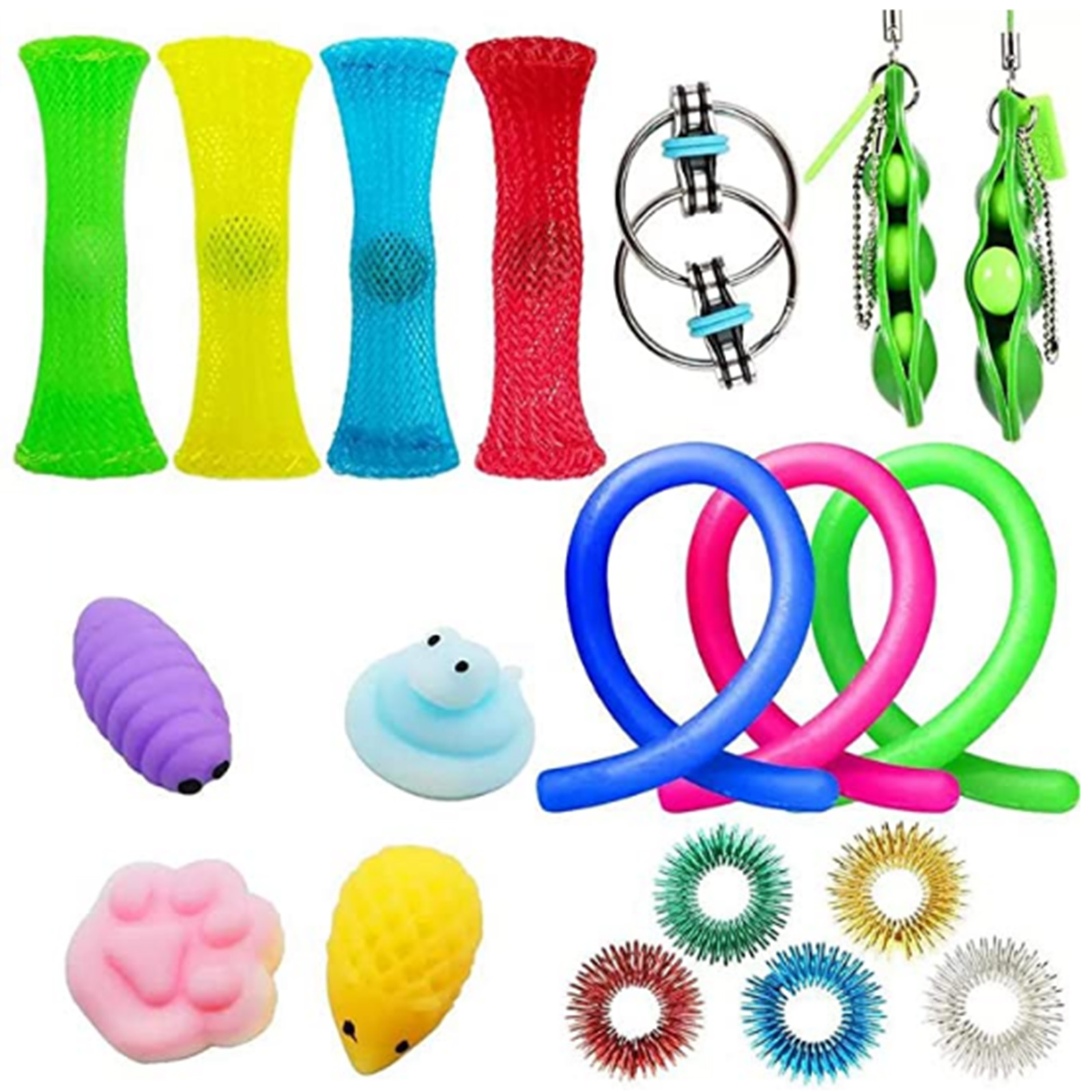 

Fidget Toys ADHD, 19-Pack Stress Relief Toys, Marble Mesh, Stretchy Strings, 501 Original