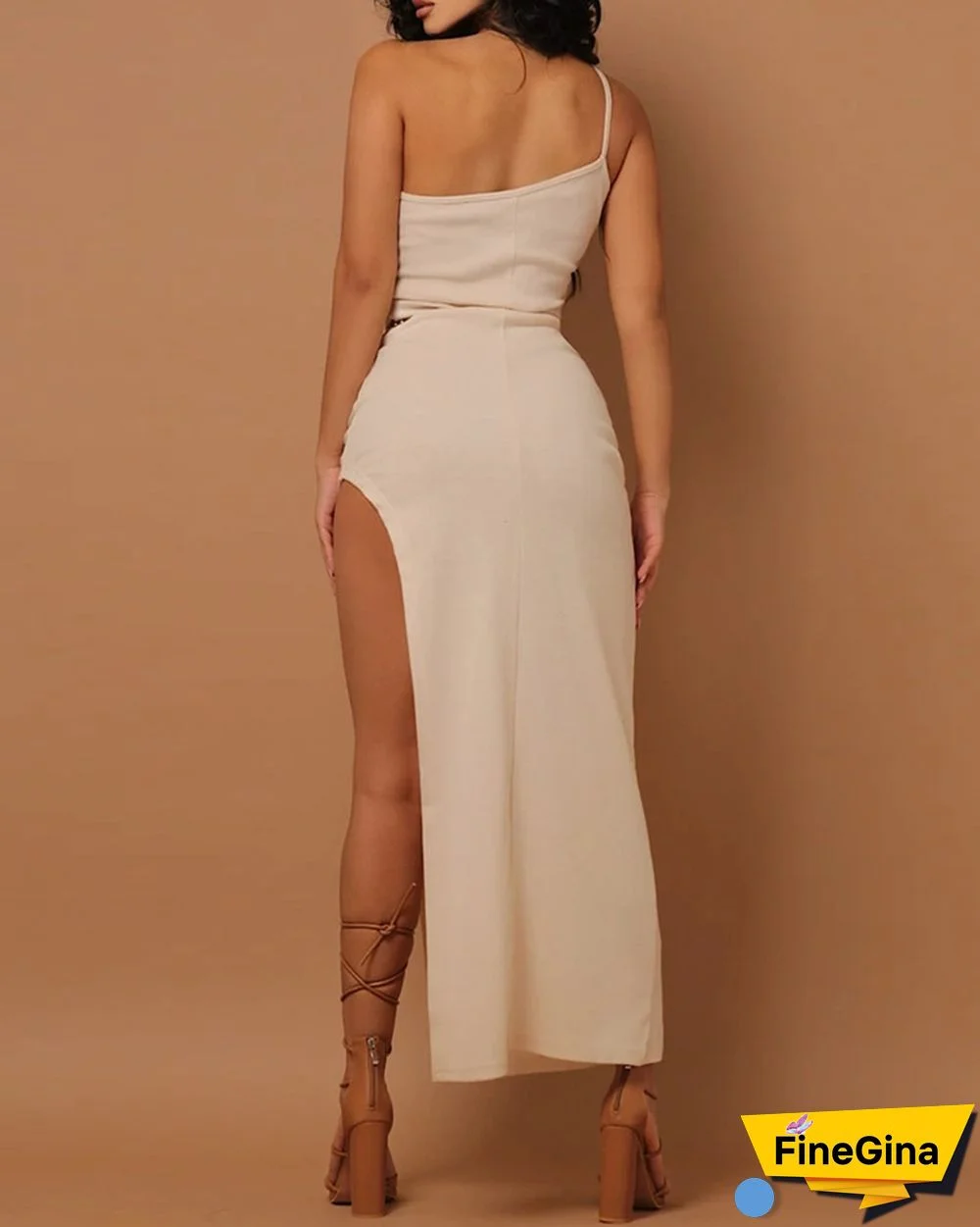 One Shoulder High Slit Maxi Dress