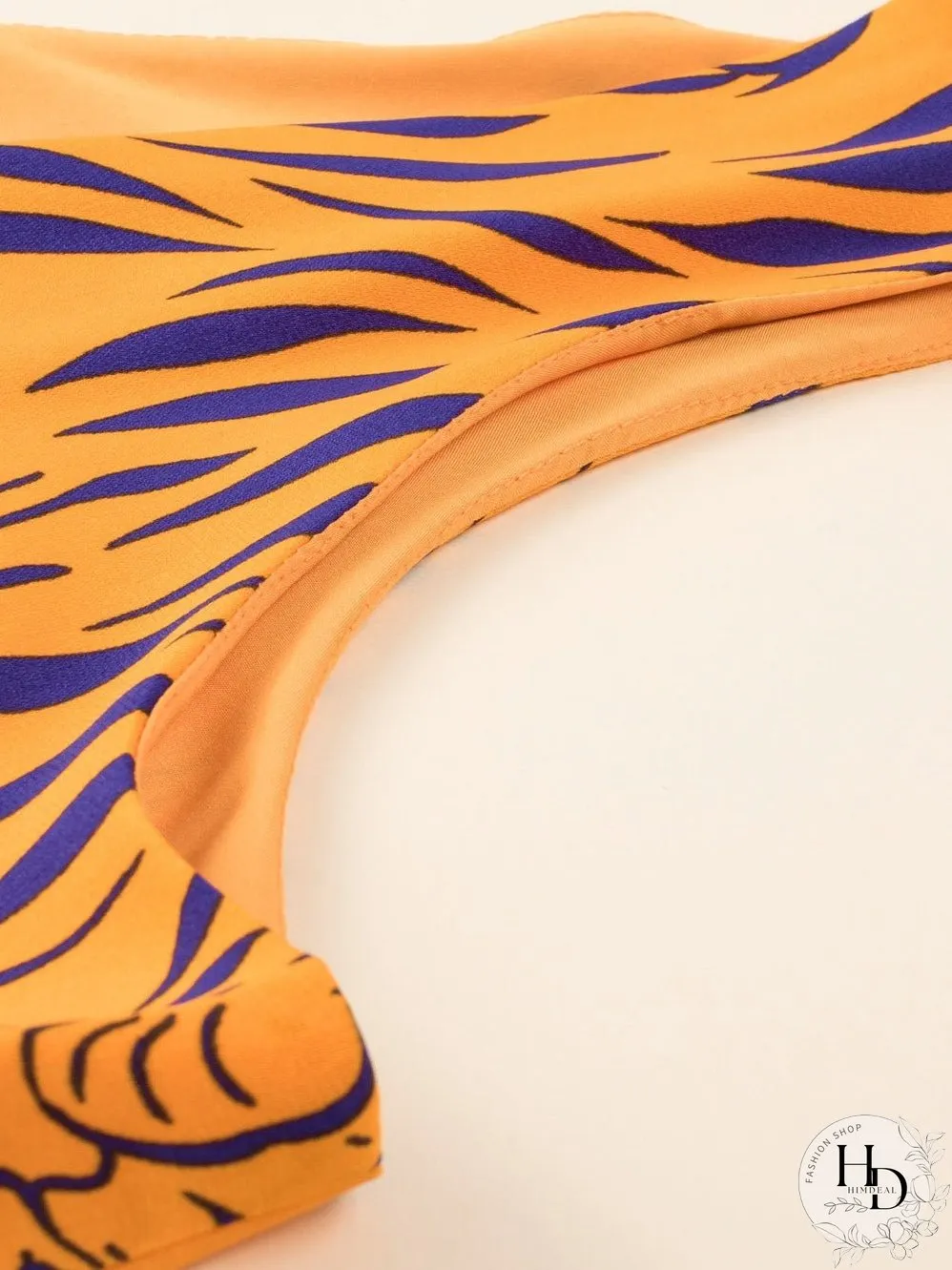 Sunny Plus Size Tiger Stripe V Neck Sleeveless Romper