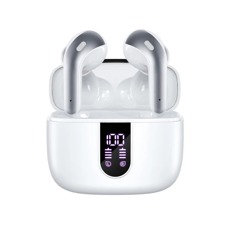 Qiiaoo X08 Bluetooth Earphones In Ear, Hands-free Calling Headphones With ENC Noise Canceling Microphone, Earbuds With USB Type C Charging Port And LED Display For Running Sports/Work/Home/Office, Compatible With iPhone/Samsung/Xiaomi/Huawei