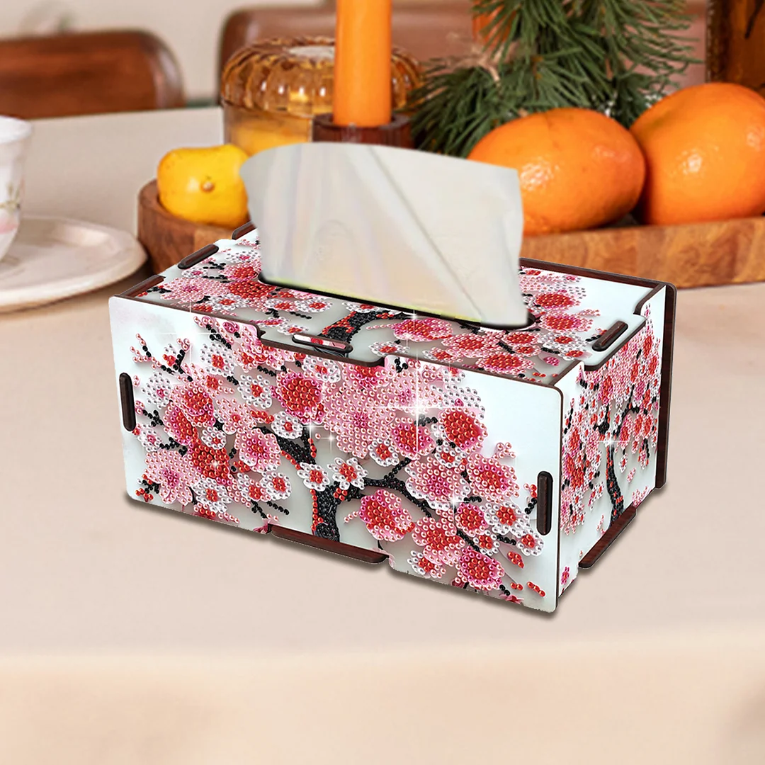 Wooden Diamond Painting Tissue Box for Home and Office Decoration (ZJH037)