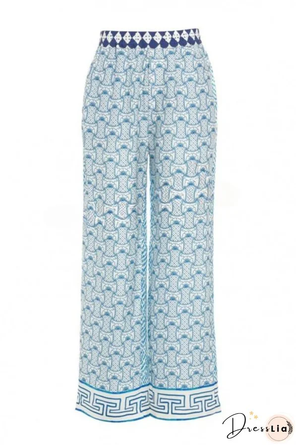 Unique Dragon Print Short Sleeve Loose Shirt and Elastic Waist Pocket Pants Set