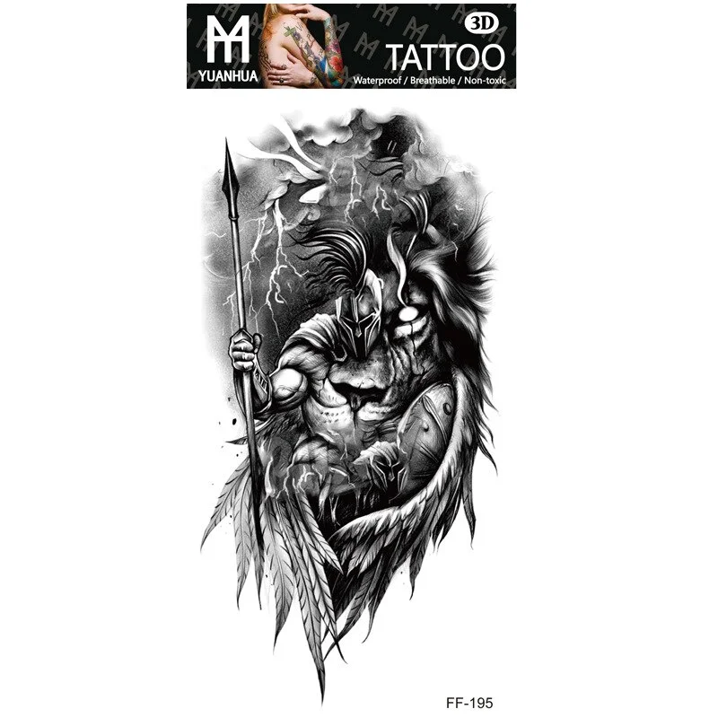 Sdrawing Forest Tattoo Sticker for Men Women Children Tiger Wolf Death Skull Temporary Tattoo Fake Henna Skeleton King Animal Tatoo