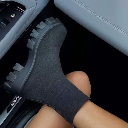 Knit Platform Martin Boots