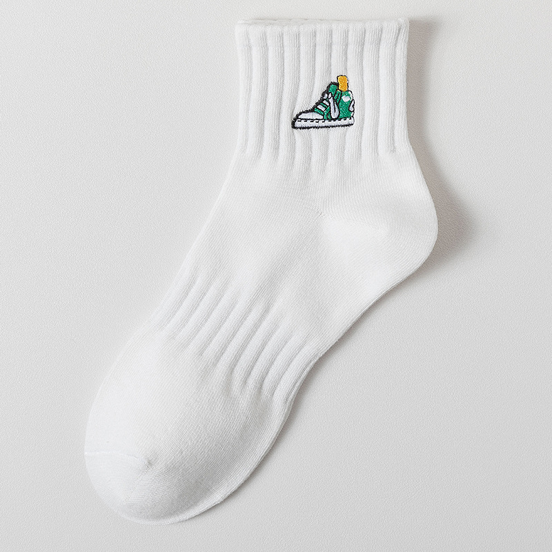 Locodeamos Men Cotton Short Socks Male Embroidery Aartoon Animals Daily Ankle Sock Spring Summer Harajuku Unisex Women Casual Couple Socks
